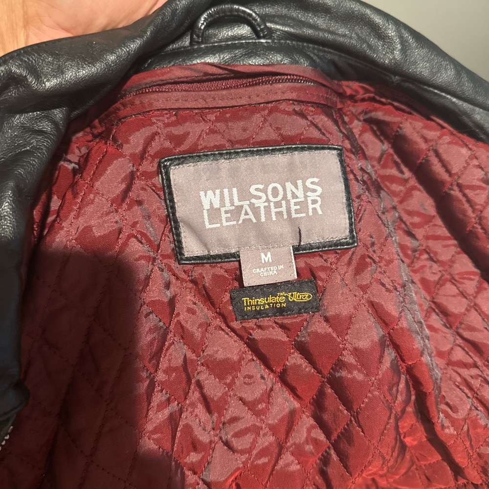 Wilsons Leather Black and Red Bomber Jacket